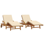 vidaXL Sonnenliege 2 pcs Beige 200 x 67 x 84 cm Massivholz Akazie