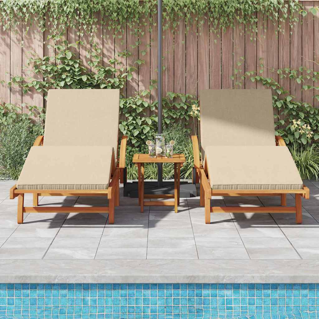 vidaXL Sonnenliege 3 pcs Beige 200 x 67 x 84 cm Massivholz Akazie