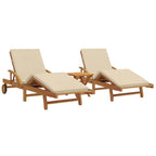 vidaXL Sonnenliege 3 pcs Beige 200 x 67 x 84 cm Massivholz Akazie