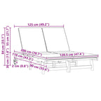 vidaXL Sonnenliege Braun 125 x 200 x 84 cm Massivholz Akazie