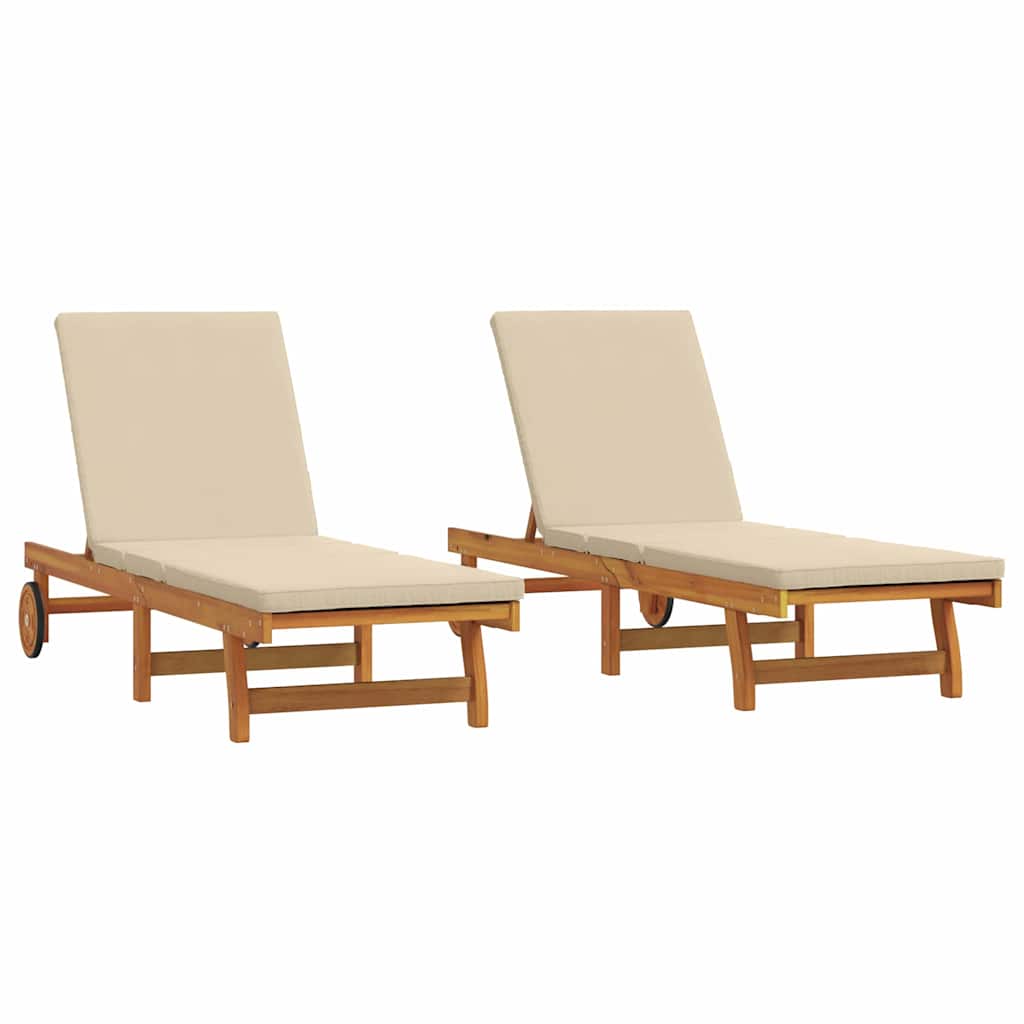 vidaXL Sonnenliege 2-Person 2 pcs Braun Massivholz Akazie