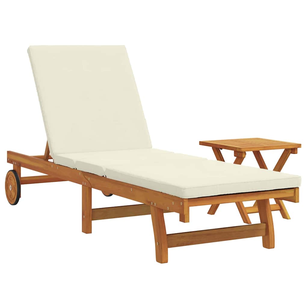 vidaXL Sonnenliege 1-Person 2 pcs Braun Massivholz Akazie