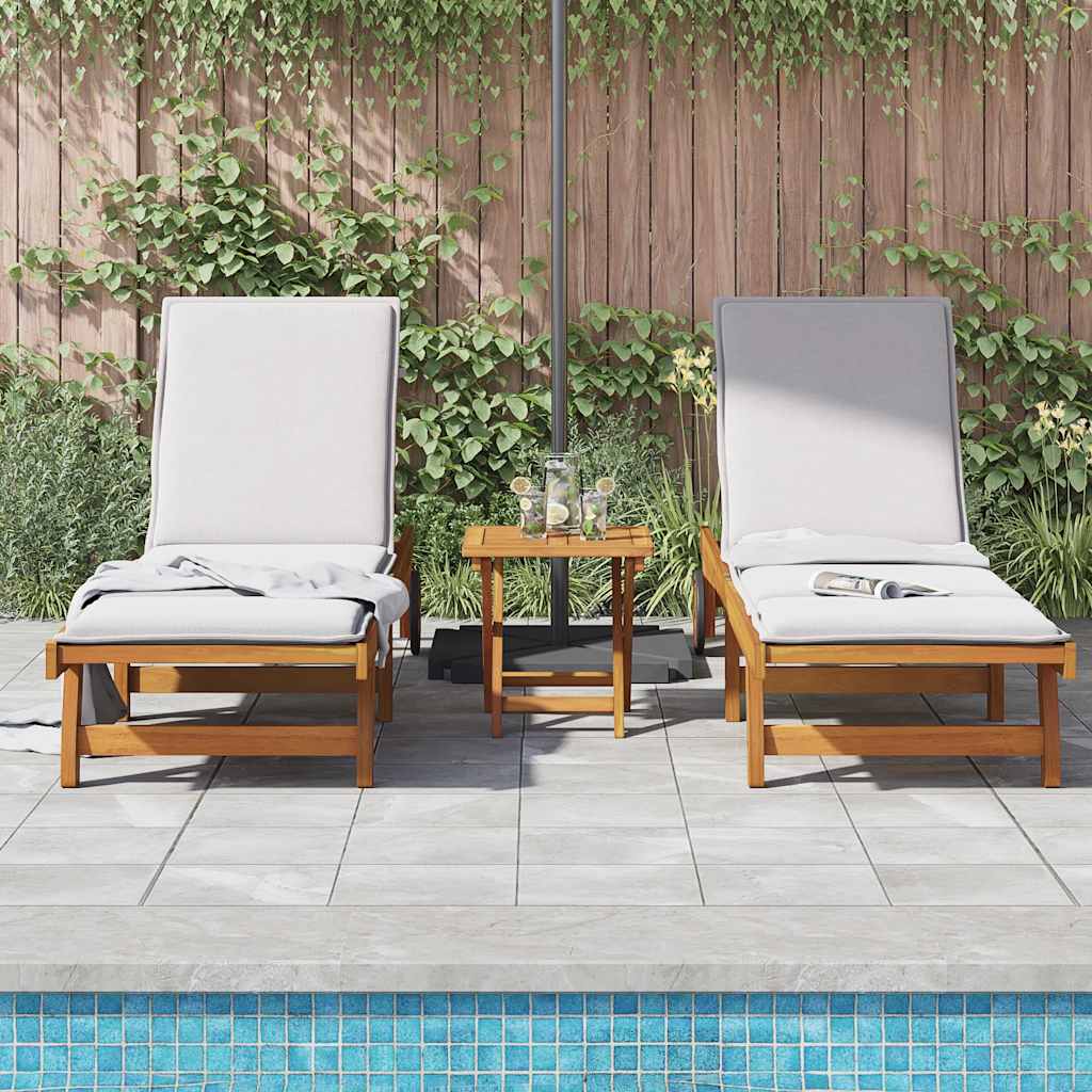 vidaXL Sonnenliegen 2 Stk. mit Tisch Massivholz Akazie
