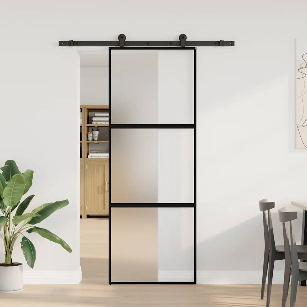 vidaXL Schiebetür mit Beschlag 76x205 cm Hartglas & Aluminium