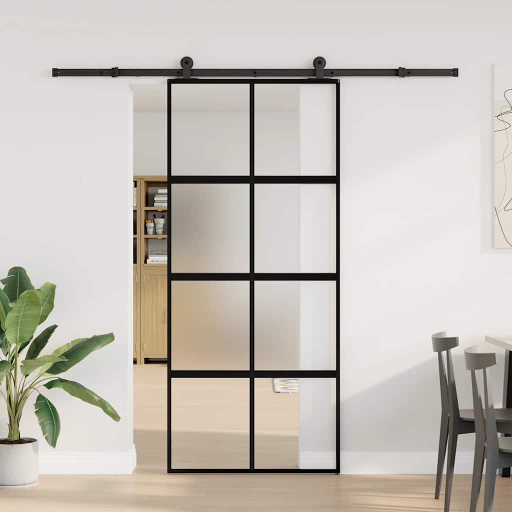 vidaXL Schiebetür mit Beschlag 90x205 cm Hartglas und Aluminium