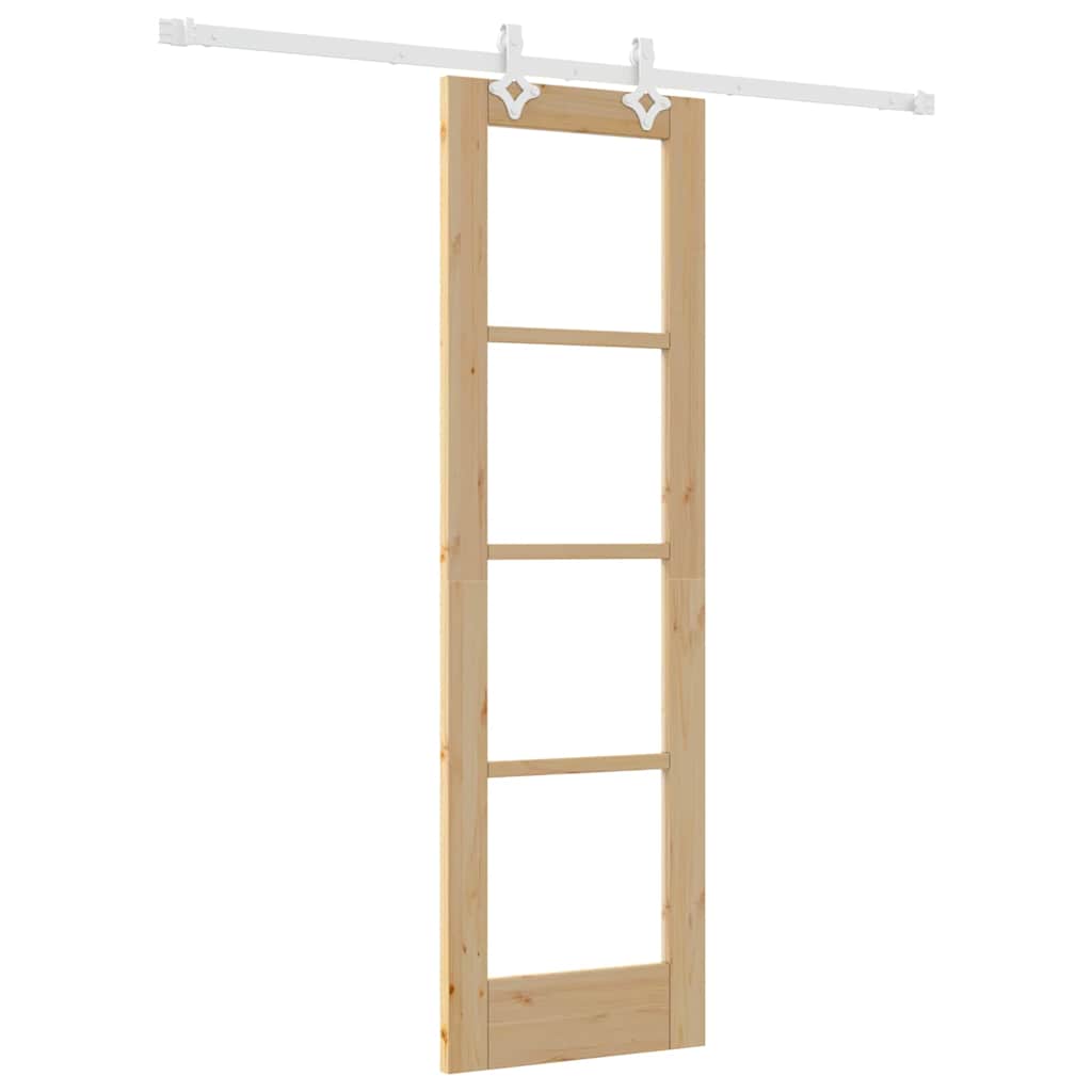 vidaXL Schiebetür Natur 61 x 198,5 cm Massivholz Kiefer und Glas