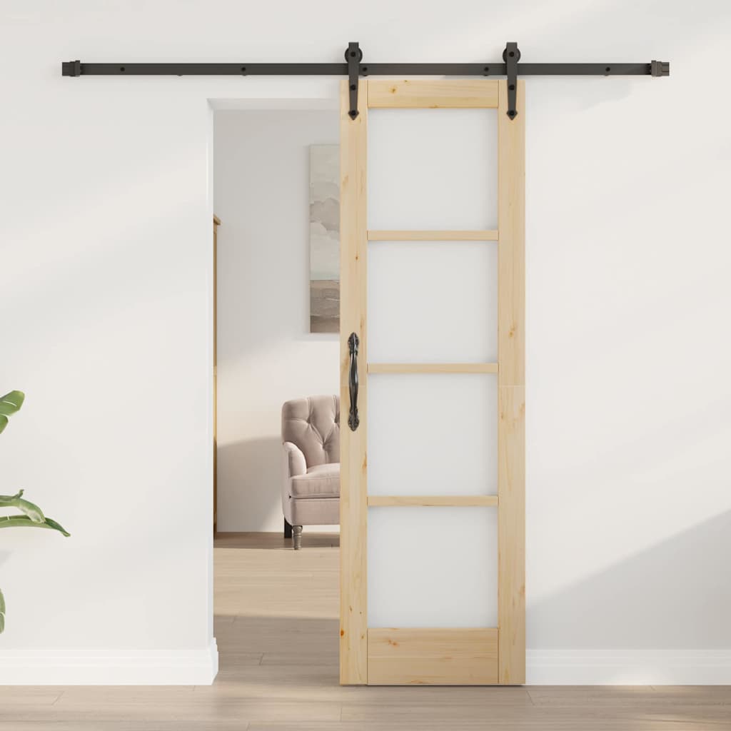 vidaXL Schiebetür Natürlich und Schwarz 61 x 198,5 cm
