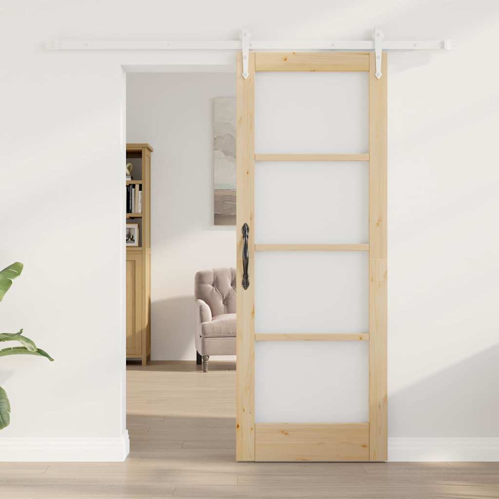 vidaXL Schiebetür Braun 73,5 x 198,5 cm Holz und Metall