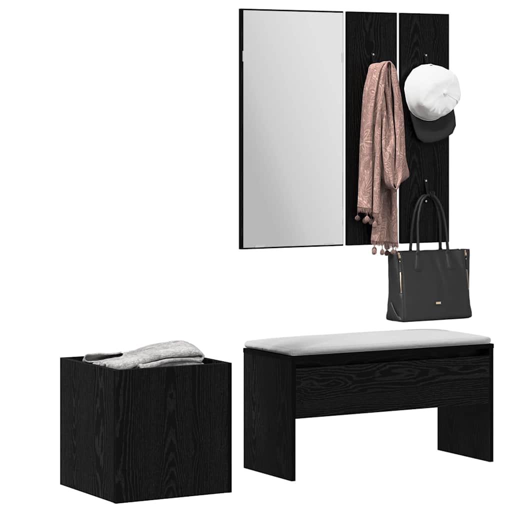 vidaXL Flurmöbel-Set Wandmontiert mit Spiegel 5 pcs Holzwerkstoff