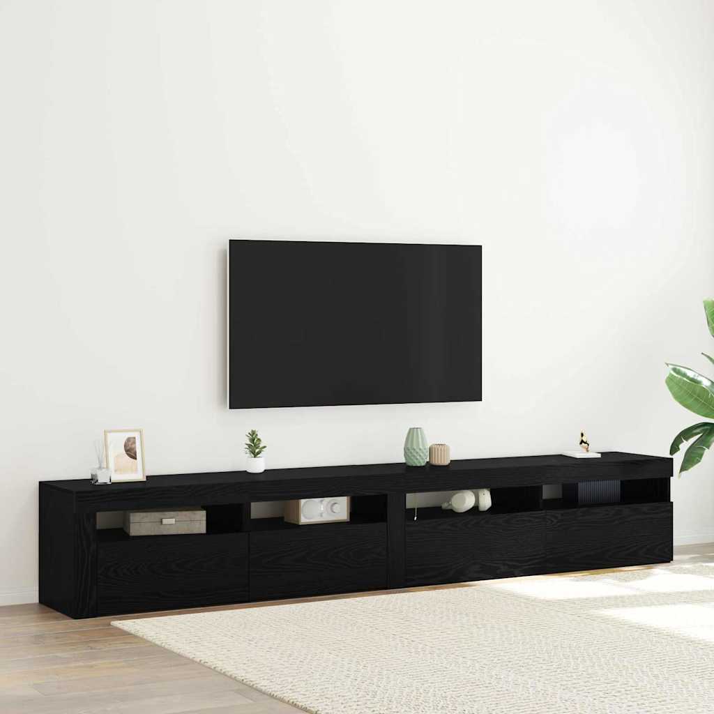 vidaXL TV-Schränk 2 pcs Schwarz Eichen-Optik 240 x 35 x 40 cm