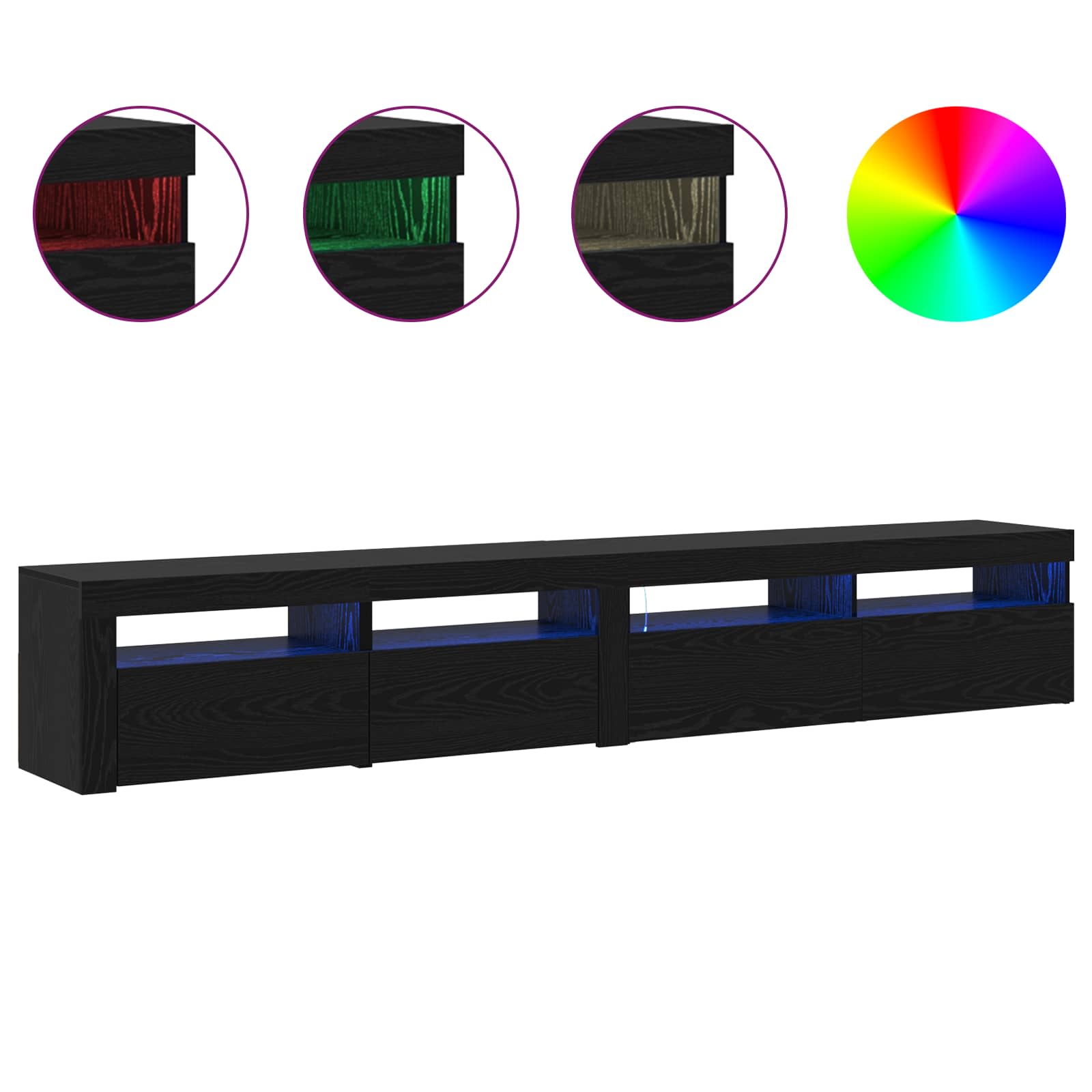vidaXL TV-Schränk 2 pcs Schwarz Eichen-Optik 240 x 35 x 40 cm