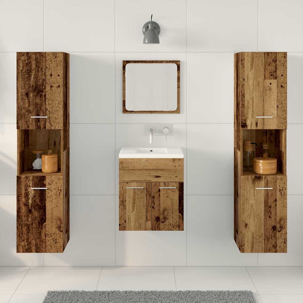 vidaXL Badezimmermöbel-Set Wandmontiert 4 pcs Altholz Holzwerkstoff