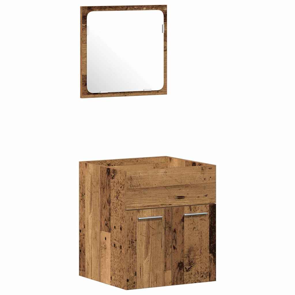 vidaXL Badezimmermöbel-Set Wandmontiert 4 pcs Altholz Holzwerkstoff