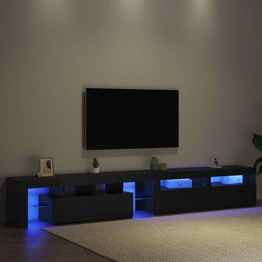 vidaXL TV-Schränk mit LED 3 pcs Schwarz Eichen-Optik 260 x 37 x 40 cm