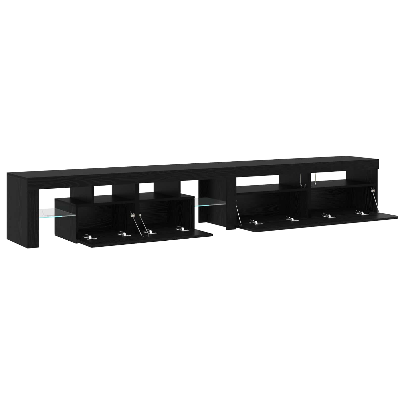 vidaXL TV-Schränk mit LED 3 pcs Schwarz Eichen-Optik 260 x 37 x 40 cm