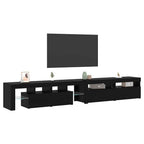 vidaXL TV-Schränk mit LED 3 pcs Schwarz Eichen-Optik 260 x 37 x 40 cm