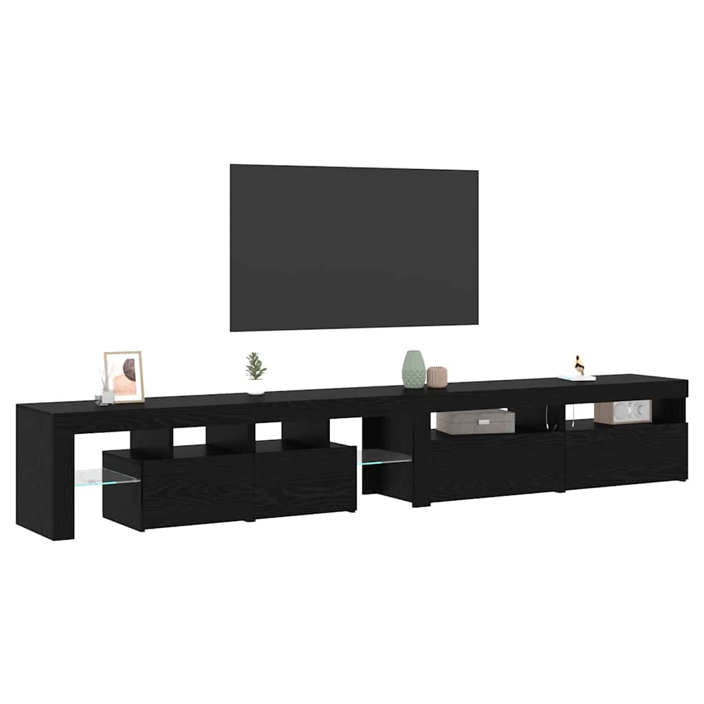 vidaXL TV-Schränk mit LED 3 pcs Schwarz Eichen-Optik 260 x 37 x 40 cm