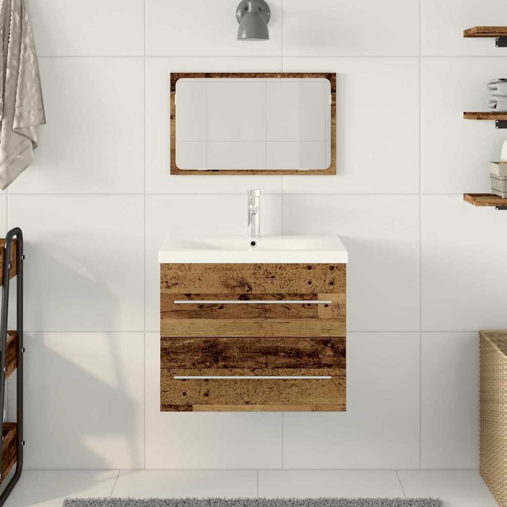 vidaXL Waschbeckenschrank 2 pcs Altholz Engineered Holz und Keramik