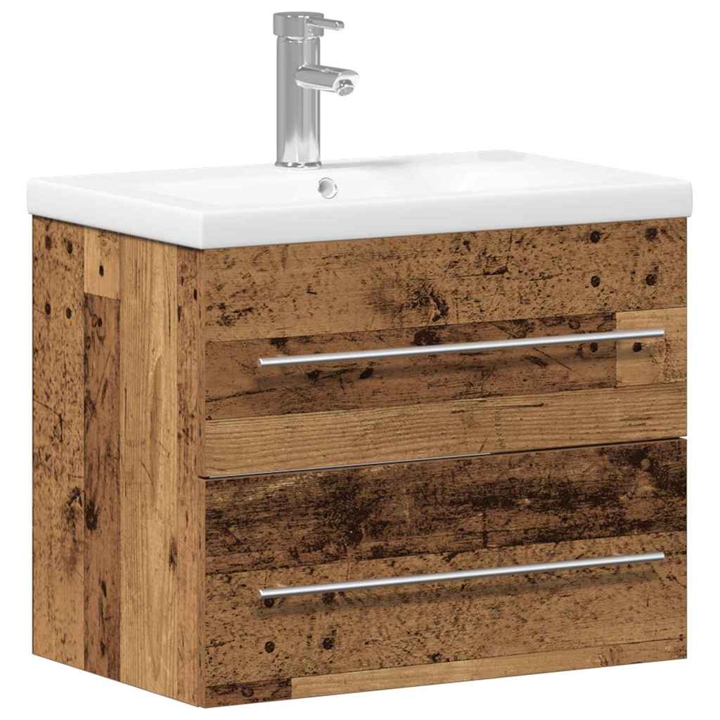 vidaXL Waschbeckenschrank 2 pcs Altholz Engineered Holz und Keramik