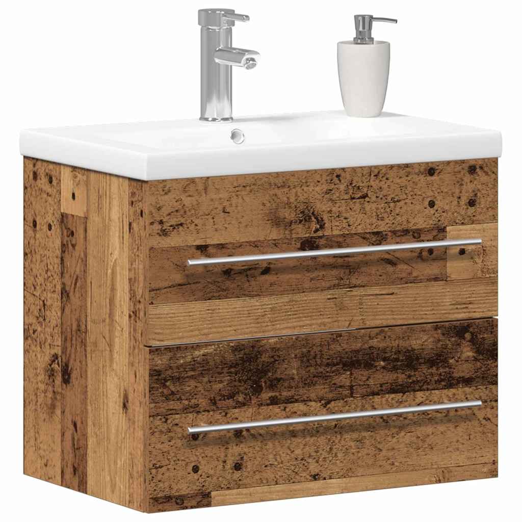 vidaXL Waschbeckenschrank 2 pcs Altholz Engineered Holz und Keramik