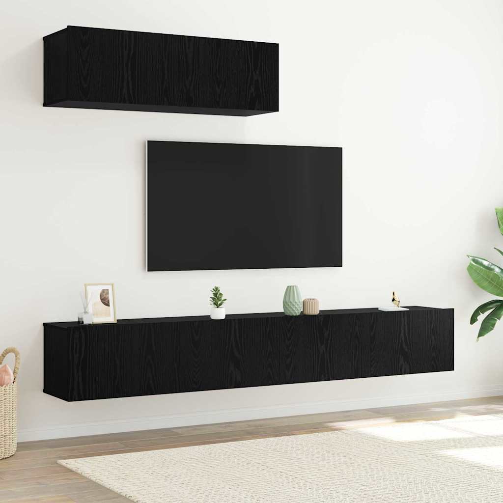 vidaXL TV-Schrankset 3 pcs Schwarz Eichen-Optik Holzwerkstoff