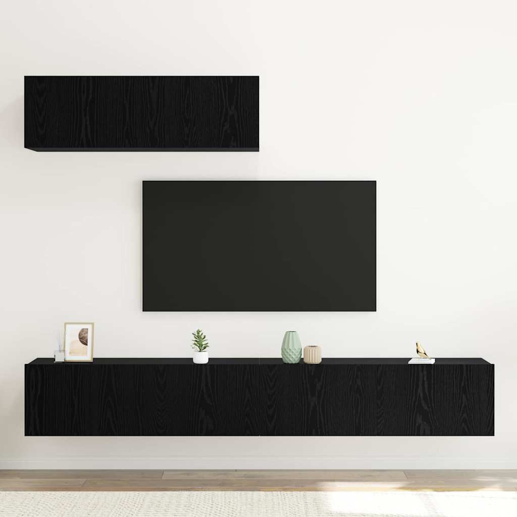 vidaXL TV-Schrankset 3 pcs Schwarz Eichen-Optik Holzwerkstoff