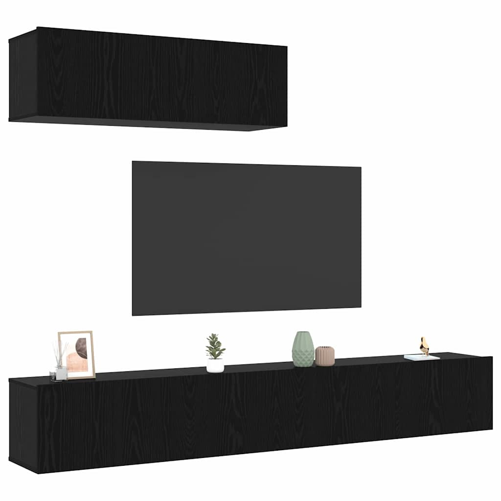 vidaXL TV-Schrankset 3 pcs Schwarz Eichen-Optik Holzwerkstoff