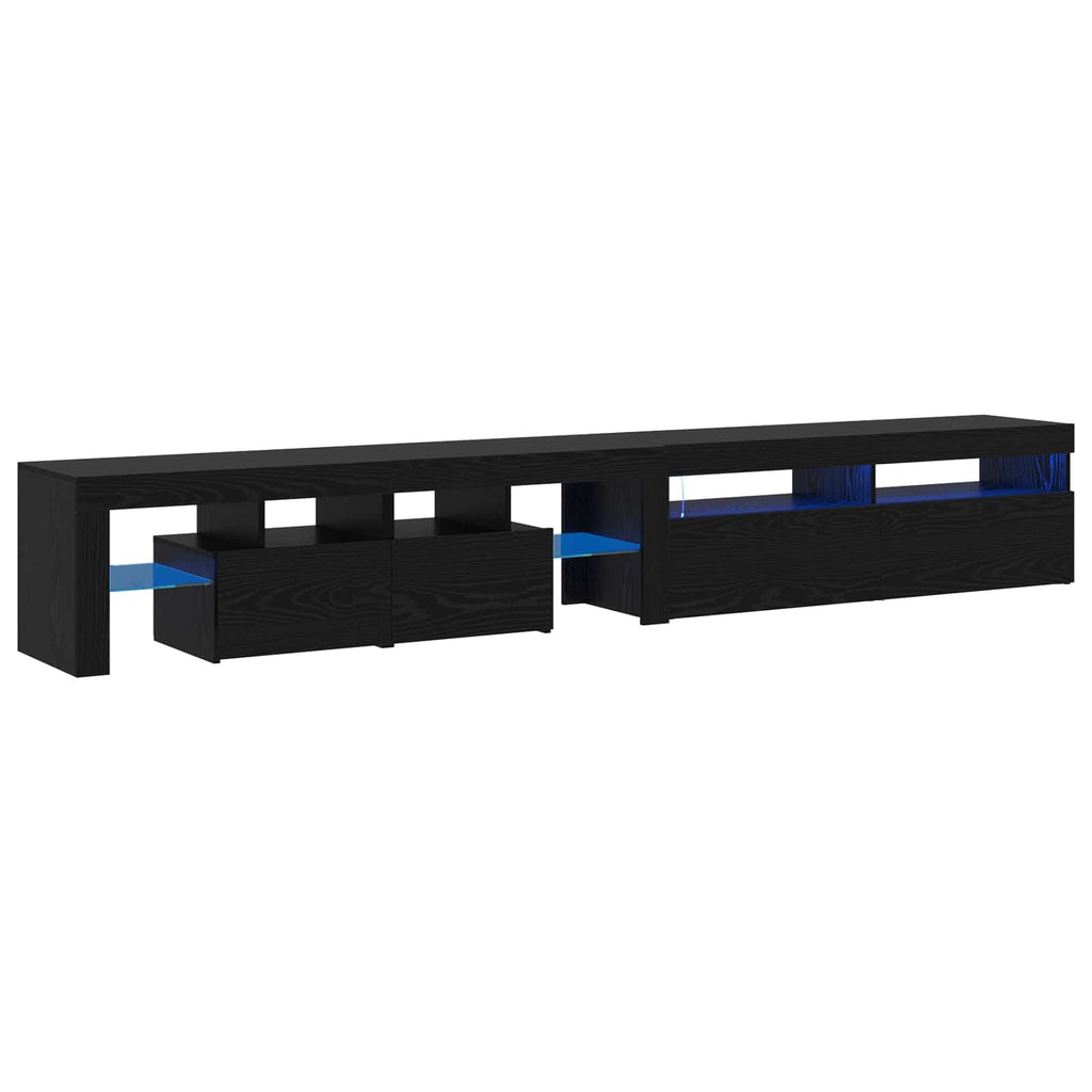 vidaXL TV-Schränk mit LED 2 pcs Schwarz Eichen-Optik 260 x 37 x 40 cm