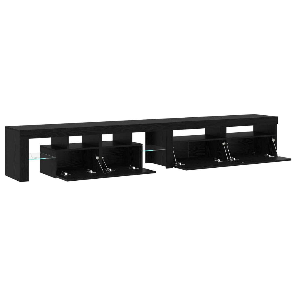 vidaXL TV-Schränk mit LED 2 pcs Schwarz Eichen-Optik 260 x 37 x 40 cm