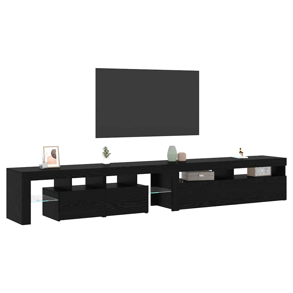 vidaXL TV-Schränk mit LED 2 pcs Schwarz Eichen-Optik 260 x 37 x 40 cm