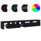vidaXL TV-Schränk mit LED 2 pcs Schwarz Eichen-Optik 260 x 37 x 40 cm