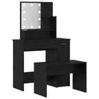 vidaXL LED Schminktisch Set 2 pcs Schwarz Eichen-Optik Holzwerkstoff
