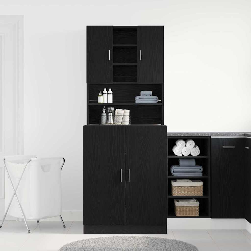 vidaXL Waschmaschinen-Schrank 2 pcs Schwarz Eichen-Optik