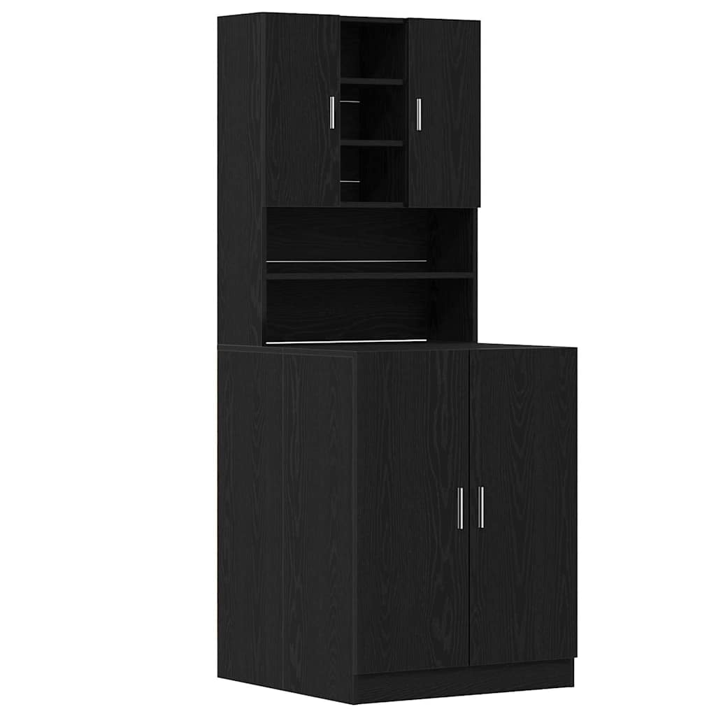 vidaXL Waschmaschinen-Schrank 2 pcs Schwarz Eichen-Optik