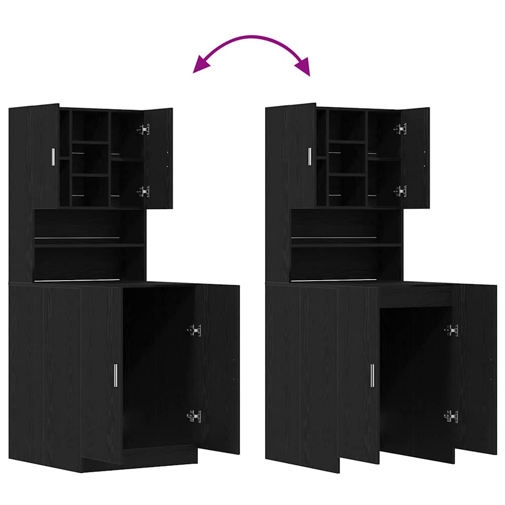 vidaXL Waschmaschinen-Schrank 2 pcs Schwarz Eichen-Optik