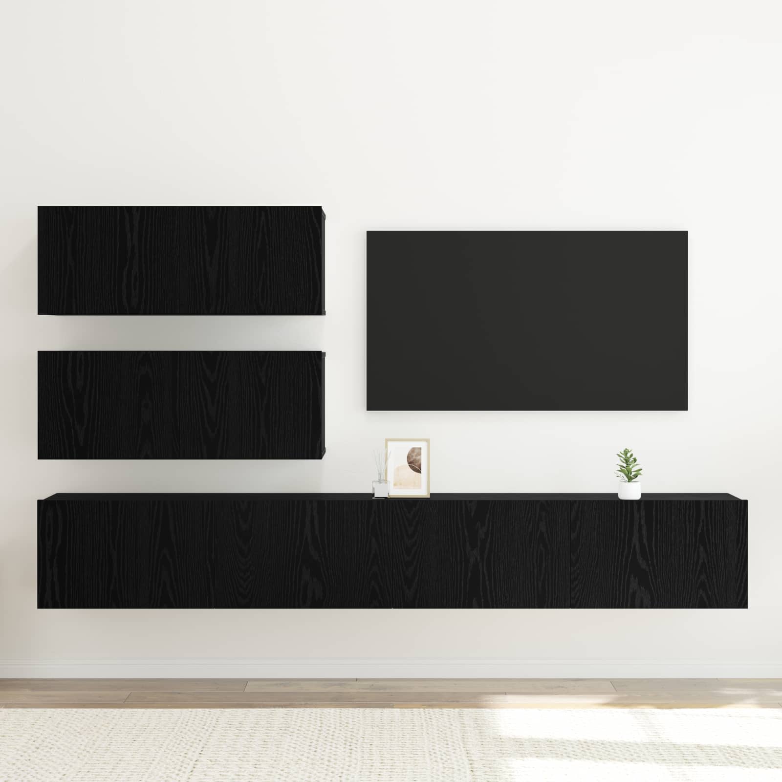 vidaXL TV-Schrankset Wandmontiert 4 pcs Schwarze Eiche Holzwerkstoff