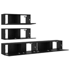 vidaXL TV-Schrankset Wandmontiert 4 pcs Schwarze Eiche Holzwerkstoff