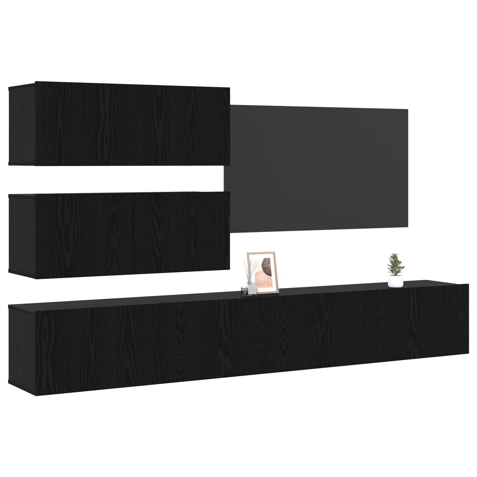 vidaXL TV-Schrankset Wandmontiert 4 pcs Schwarze Eiche Holzwerkstoff