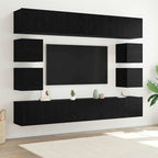 vidaXL TV-Schrankset 8 pcs Schwarz Eichen-Optik Holzwerkstoff