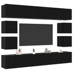 vidaXL TV-Schrankset 8 pcs Schwarz Eichen-Optik Holzwerkstoff
