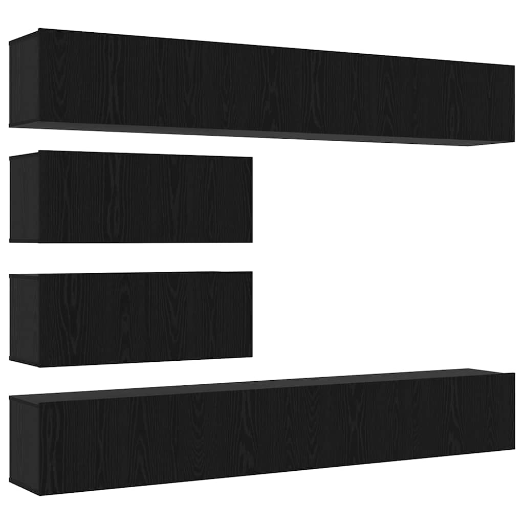 vidaXL TV-Schrankset 6 pcs Schwarz Eichen-Optik Holzwerkstoff