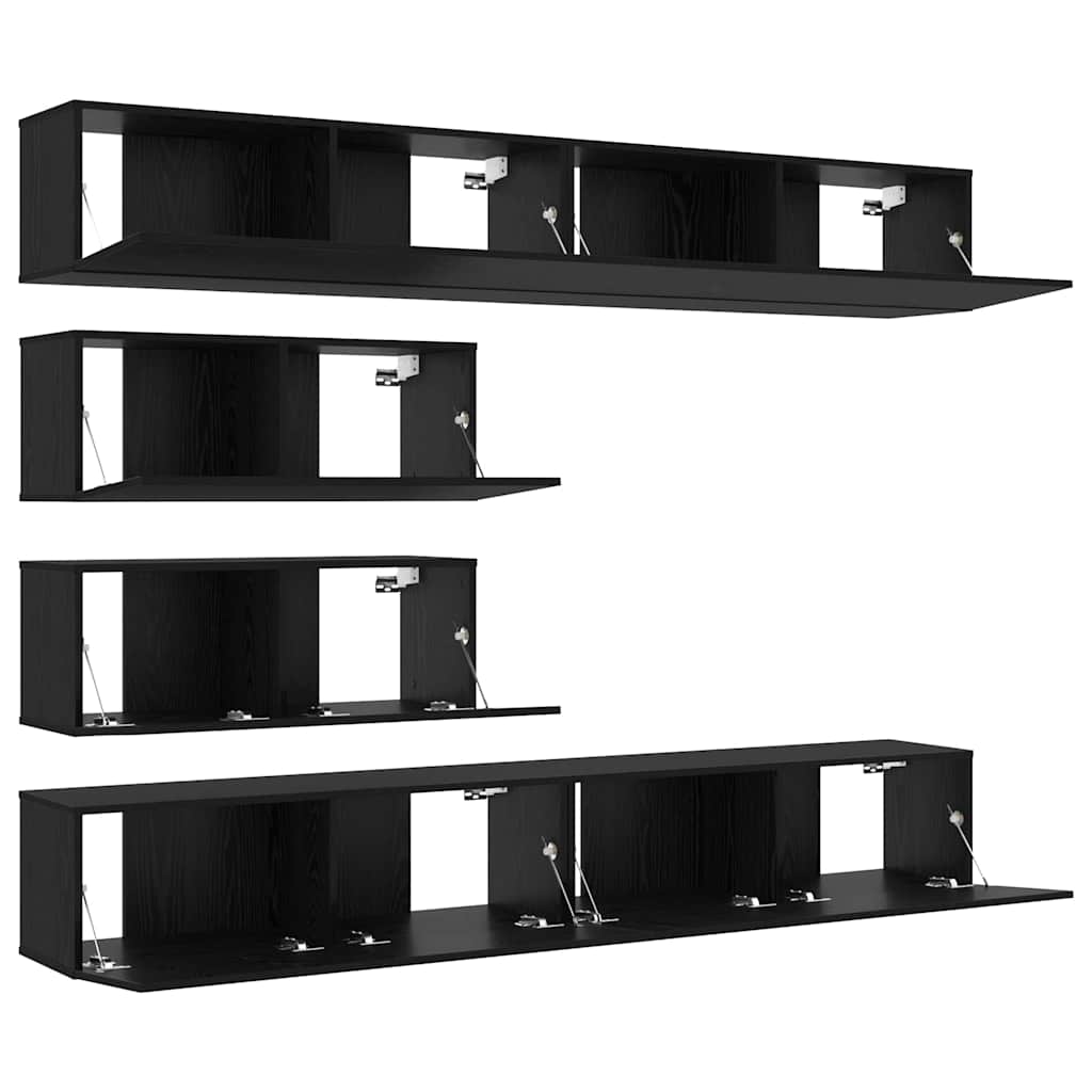 vidaXL TV-Schrankset 6 pcs Schwarz Eichen-Optik Holzwerkstoff