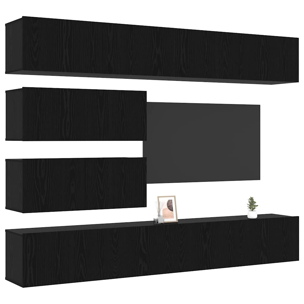 vidaXL TV-Schrankset 6 pcs Schwarz Eichen-Optik Holzwerkstoff