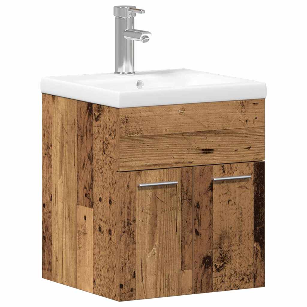 vidaXL Badezimmermöbel-Set Wandmontiert 3 pcs Altholz Holzwerkstoff