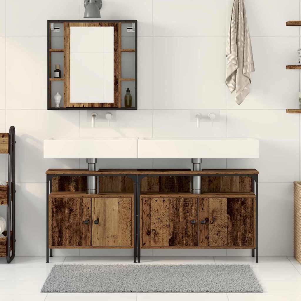 vidaXL Badezimmer Waschbeckenmöbel mit Regal 3 pcs Braun Holzwerkstoff