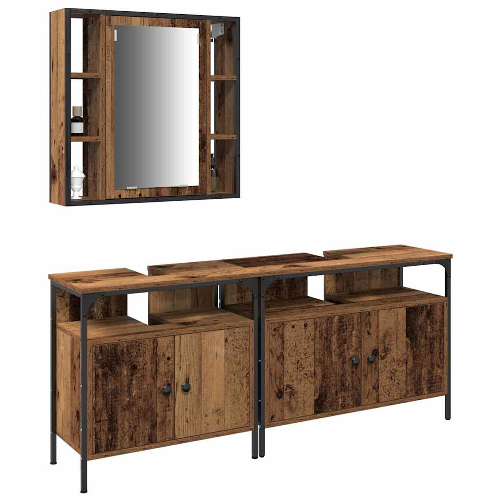 vidaXL Badezimmer Waschbeckenmöbel mit Regal 3 pcs Braun Holzwerkstoff