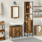 vidaXL Badezimmermöbel-Set mit Regal mit Tür 3 pcs Braun Holzwerkstoff