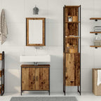 vidaXL Badezimmermöbel-Set mit Regal mit Tür 3 pcs Braun Holzwerkstoff