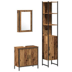 vidaXL Badezimmermöbel-Set mit Regal mit Tür 3 pcs Braun Holzwerkstoff