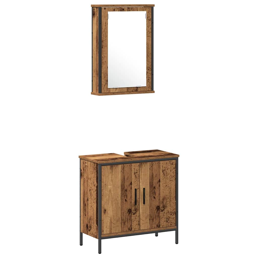 vidaXL Badezimmermöbel-Set mit Regal mit Tür 3 pcs Braun Holzwerkstoff